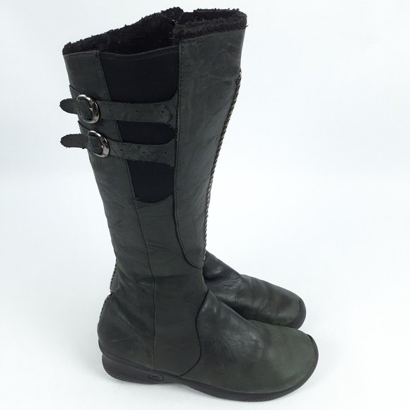 KEEN Bern Knee High Orla Boots Womens US 8 Leather 16" Tall 1.5" Heel Black 5464 - Picture 3 of 11